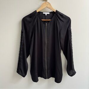 [iro] silky zip front ladder long sleeve blouse black 34/XS